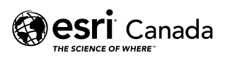 A black and white version of Esri Canada's logo with a globe to the left of the company name and the tag line "The Science of Where" underneath